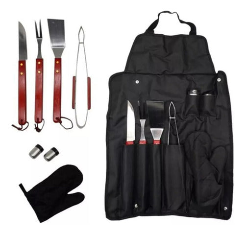 Purare Home Set De Utensilios Parrilla Barbacoa 8piezas Madera + Ac Inox 0