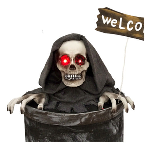 Muñeco Fantasma En Tacho Welcome Decoracion Halloween 0