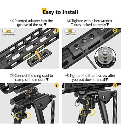 Bipode Cvlife Para Rifle Con Adaptador Para Riel M - Negro 1