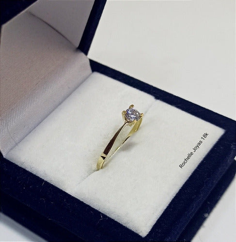 Anillo Compromiso Solitario De Oro 18k Y Zirconia 1