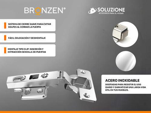 Bronzen 35mm Soft Close Hinge 0 Degree Stainless Steel X 6 Units 6