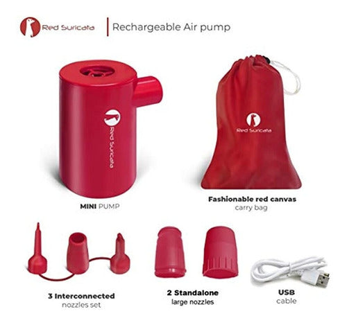 Red Suricata Rechargeable Air Pump - Mini Air Pump E 1