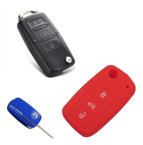 NL Cubre Volante + Funda Llave Silicona Volkswagen Vento - Rojo 4