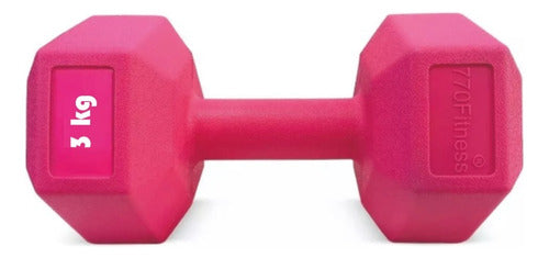 770 Store Hexagonal Dumbbell 3kg x 2 Units PVC Quality Gym 2