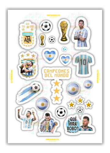 Imprimibles Store Toppers Stickers Imprimible Messi Argentina Campeón 0