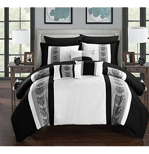 Chic Home Clayton 10-Piece Bedding Set, Queen, White 0