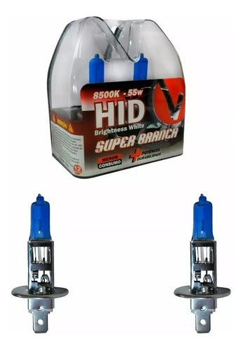 Par Lampada Super Branca Tipo Xenon H1 8500k 55w Homologado 1