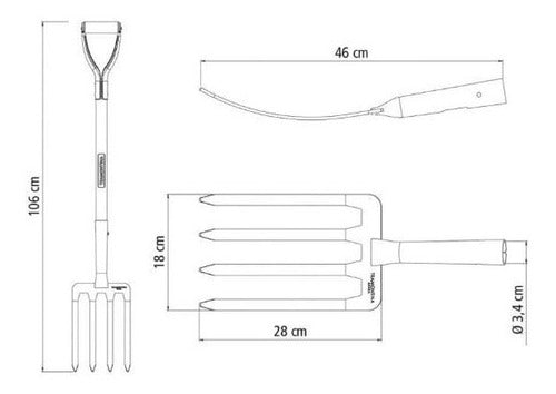 Pala De Dientes Mango Madera 74cm Tramontina Kirkor 2