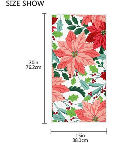 Exnundod Pink Red Poinsettia Hand Towel Bathroom Decoration 1