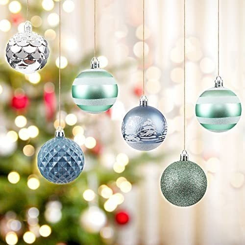 Adornos De Navidad 30 Bolas Para Arbol Azul Y Verde Polar 1