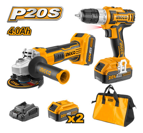 Ingco 20V Angle Grinder Kit + 20V Screwdriver CKLI2009 1