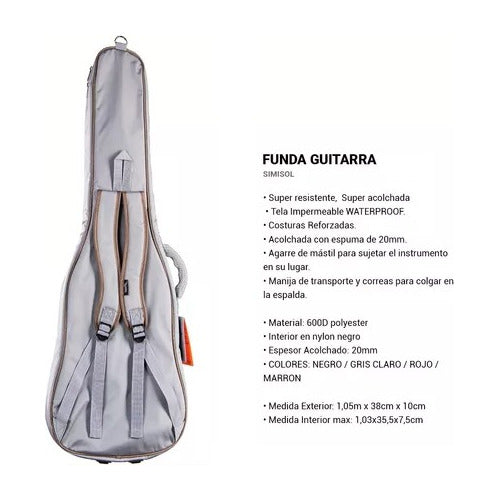 Unplugged Music Funda Guitarra Criolla Acolchada Impermeable Correa - 335 2