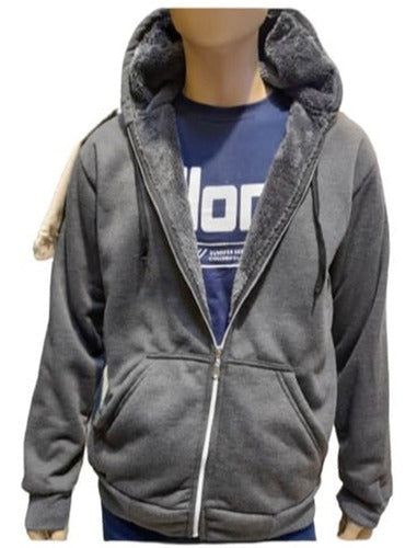 Men's Hooded Jacket with Smooth Fur Lining and Pockets T3 to 12 3