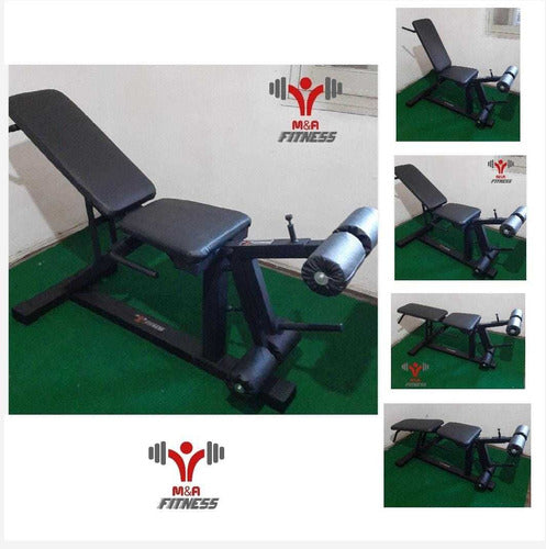 M&A Fitness Multiangular Bench with Quadriceps and Hamstrings Support 2