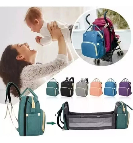 Maternal Backpack with Foldable Baby Crib + USB Grey 3