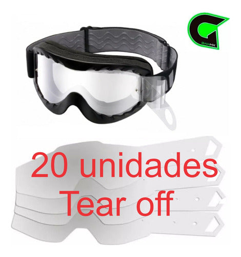 Kit Lente Transparente + 20 Tear Off Óculos Gaia Mx Pro Full 4