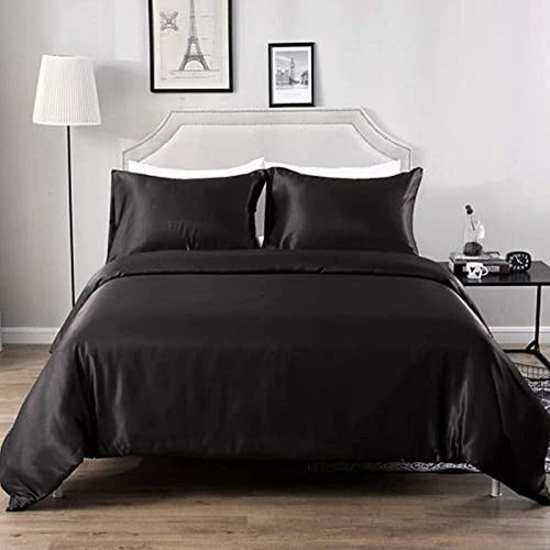 Hotniu Satin Silk Duvet Cover Set with Pillowcase 0