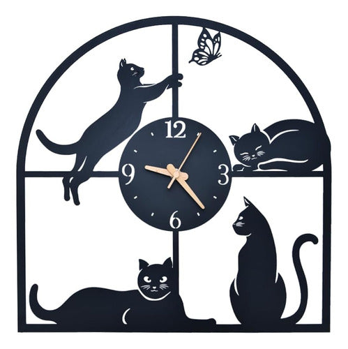 Kobjoy Nuevo Arte De Pared De Gato, Reloj De Pared Negro Silencioso Más Grande 0