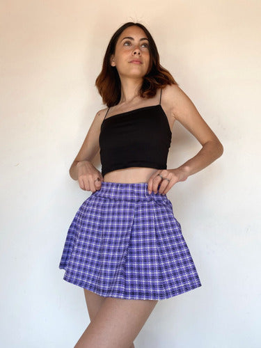 AY.COCA Short Pollera Skort Tableada Escoces Cuadrille Colegiala T.1 1