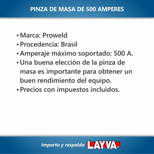 402162 Pinza De Masa (tierra) 500a Proweld Layva Soldar 1