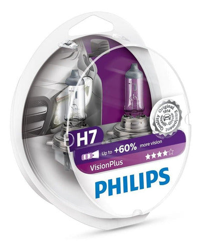 Lampara H7 Vision Plus 12v 55w Philips Set X 2 + 60% Luz 0