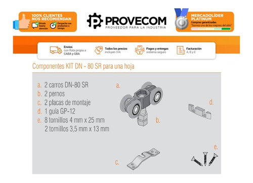 Kit Herrajes Puerta Corrediza | Ducasse Dn-80sr X 3mts 4