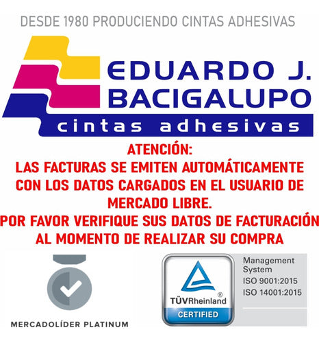 Cinta Adhesiva Para Empaque Automatica De 48 Mm X 1500 Mts - Eduardo J. Bacigalupo S.A. 1