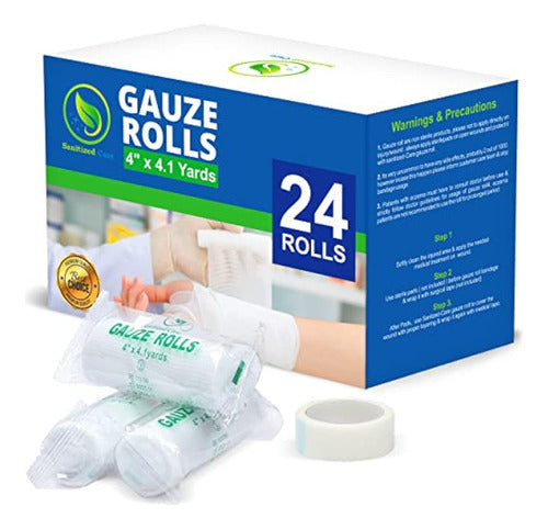 Premium Gauze Rolls - Pack of 24 - 4 Inches x 4.1 Yards 0