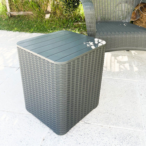 Mesa Auxiliar Capri Rattan Gris Garden Life Adeleste 1