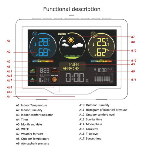 Relógio Meteorológico Relógio Interno Weather With Station 1
