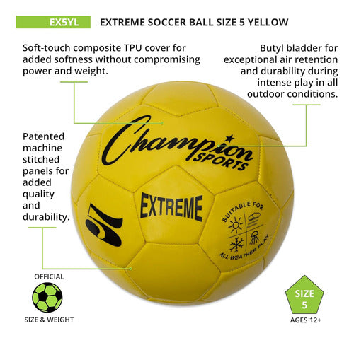 Champion Sports Extreme Series Size 5 Soccer Ball - Yellow 3