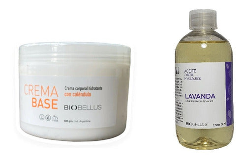 Biobellus Massage Base Cream 500g + Lavender Oil 250ml 0