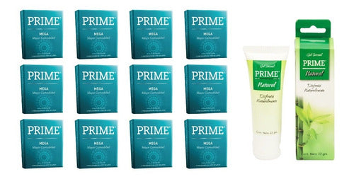 Prime Condom 12 Boxes X 3 Mega + 1 Intimate Gel X 50 Grs 0