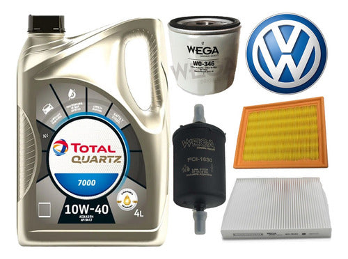 Wega Kit Filtros Vw Suran Fox 1.6 Msi + Aceite Total 10w40 4l 0