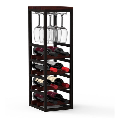 Winery Wine Rack Cellar (8 Bottles and 6 Glasses) 0