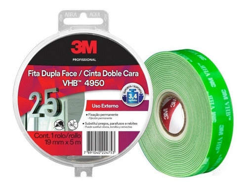 3M Vhb 4950 Double-Sided Adhesive Tape Exterior 19mm X 5m 0