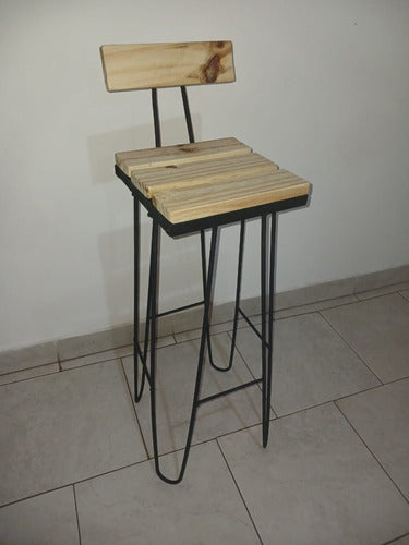 Generic Banqueta Hierro Y Madera Alta 75 Cm 3