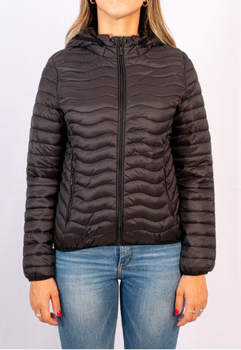 ELT Campera Mujer Pluma Importada Abrigo Capucha Desmontabl 1