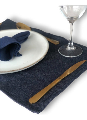 Noi Rectangular Jean Fabric Table Mats Set of 2 0