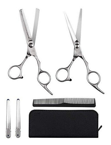 ELFINA Hair Cutting Shears / Scissors and Barber Thinning/Texturizing Set-Size 6.0" Silver 0