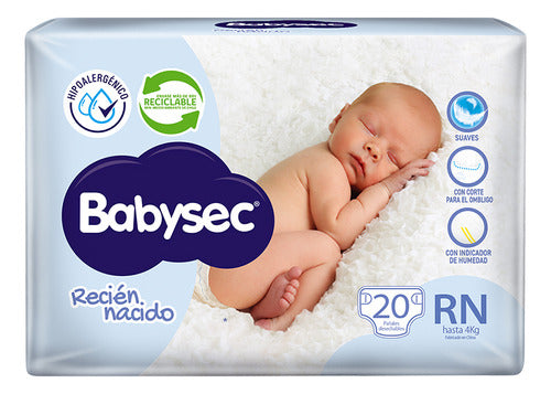 Pañal Babysec Recién Nacido Hasta 4 Kg 20 Un. 0