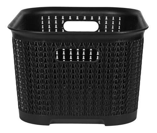 Plásticos Cerri Plastic Rattan Organizer Baskets Set of 6 Gray 36x25x17 4