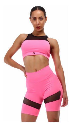 Ludmila Set: Top and Cycling Shorts Combo in Aerofit SW Tul Combination 7