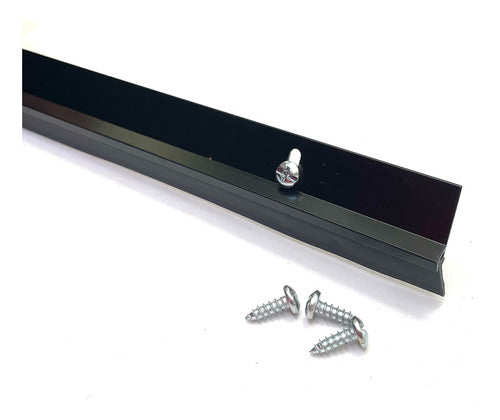 Black Aluminum Fixed Door Threshold 80 cm Polished with Rubber Seal 0