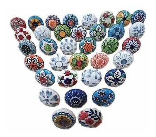 Cosynee - 20 X Mix Vintage Look Flower Ceramic Knobs Door Handle Cabinet Drawer Cupboard Pull 0