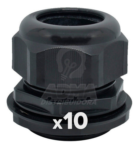 Prensacable Plastico 1 3/4 Ajuste 22 A 32mm Negro Conico X10 1