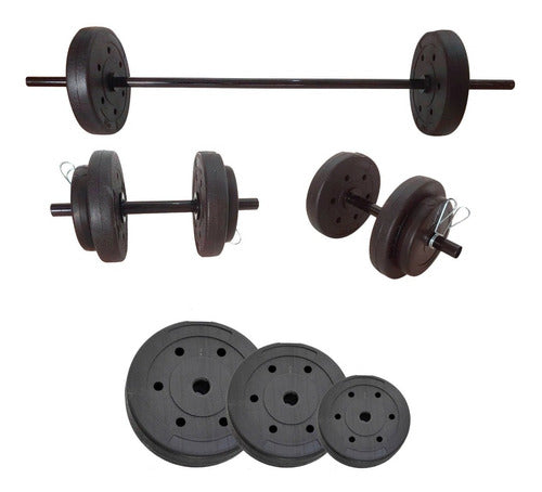 GMP Combo Kit 1 Bar + 2 Dumbbells + 10 Discs - Total 24kg 0