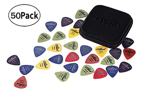 Rayzm Guitar Picks, 50-Piece Set in Durable Fabric Case 4