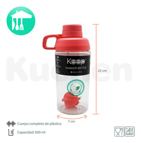 Keep Shaker Bottle 600ml with Blender Ball for Fit Shakes by Kuchen 1
