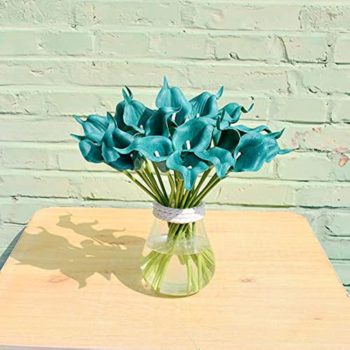 Mandy's 20pcs Teal Flowers Artificial Calla Lily Silk Flower 1